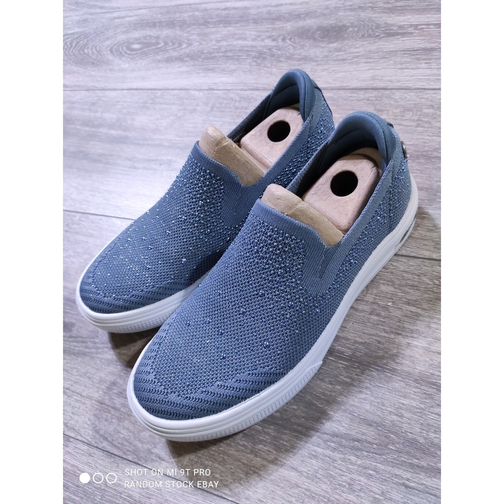 Skechers Arch Fit Arcade-Glitz Gal Womens Blue Rhinestone Slip On Sneakers 6.5 M